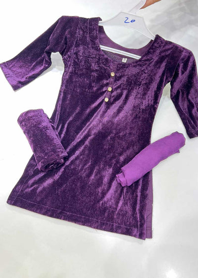RGZ792K Purple Readymade Mother & Daughter Velvet Suit - Memsaab Online