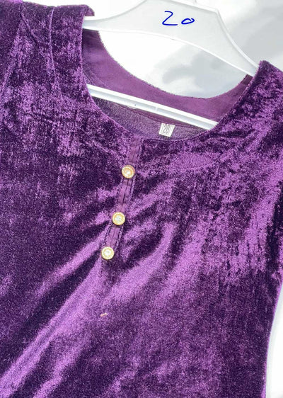 RGZ792K Purple Readymade Mother & Daughter Velvet Suit - Memsaab Online