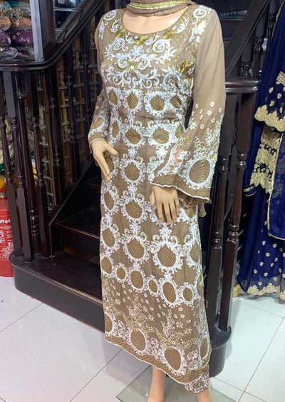 NR8111 Haya - Readymade Brown Long Dress - Memsaab Online