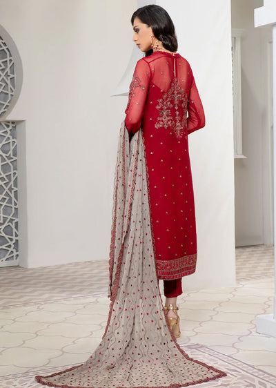 02 - Crimson - Unstitched - Pareesia Luxury Wear Collection by Zarif 2022 - Memsaab Online