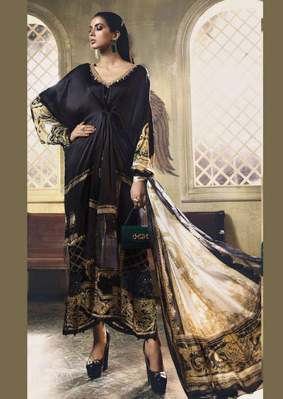 D-03R Readymade Maria B Black Inspired Lawn Suit - Memsaab Online