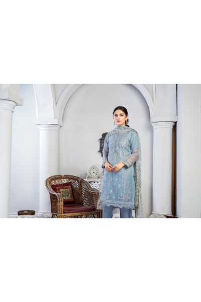 KLD125 Blue Readymade Organza Suit - Memsaab Online
