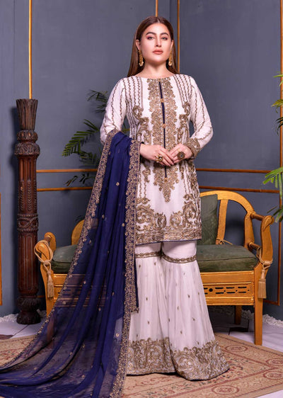 PS1530 Passion - Readymade White Shararah Suit - Memsaab Online