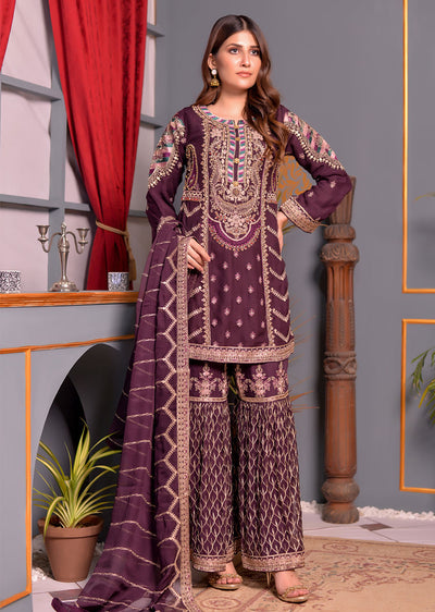 PS0396 Mehreen Readymade Purple Ghararah Suit - Memsaab Online