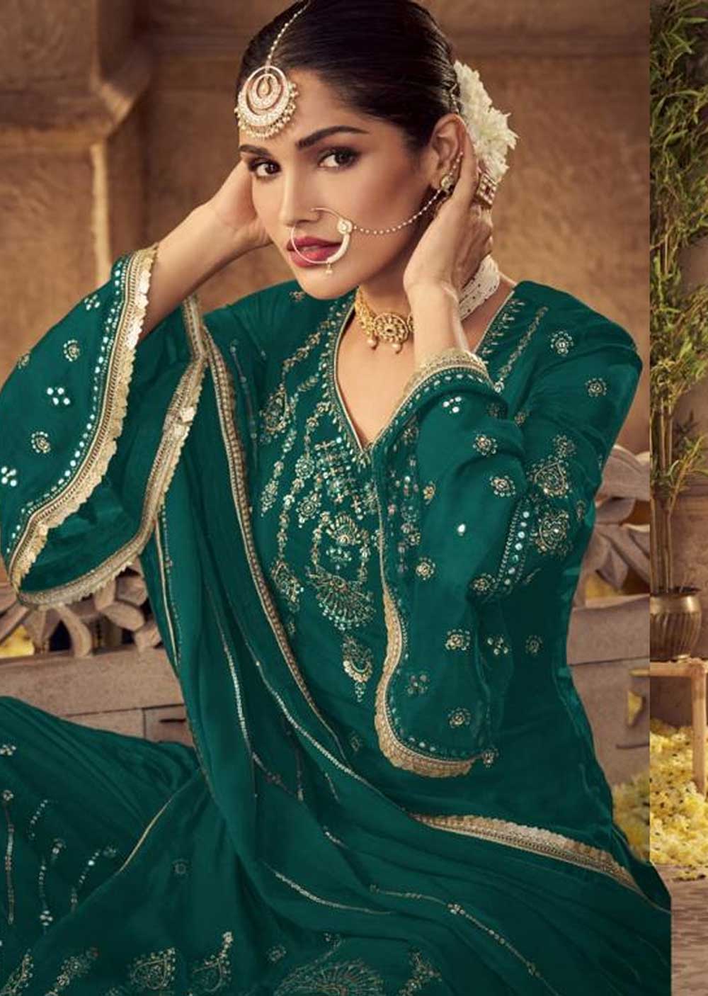 D-1703-C - Unstitched - Plazo Suits by Glossy 2023 - Memsaab Online