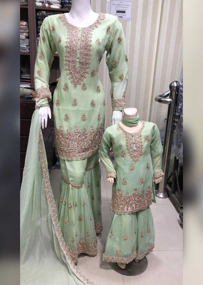 TZ-05-A - Readymade - Mother & Daughter Chiffon Suit by Sha Zaib 2023 - Memsaab Online