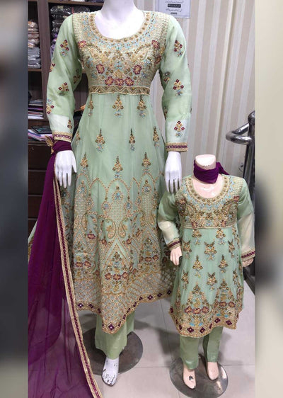 TZ-06-B - Readymade - Mother & Daughter Chiffon Suit by Sha Zaib 2023 - Memsaab Online