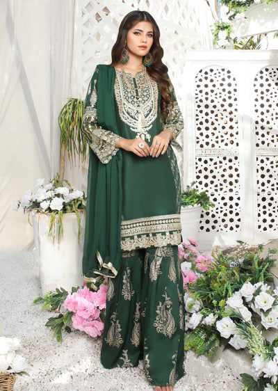 HK181 Bekhud Readymade Green Linen Mother & Daughter Suit - Memsaab Online