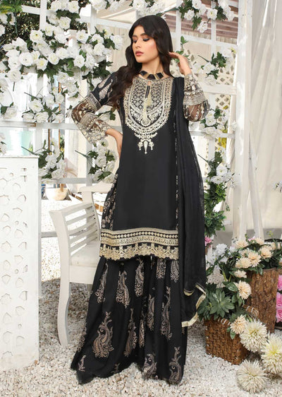 HK181 Bekhud Readymade Black Linen Mother & Daughter Suit - Memsaab Online