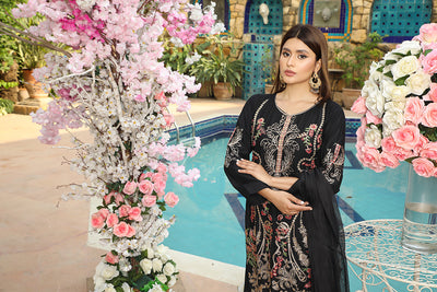HK198 Dhirar - Readymade Black Linen Suit - Memsaab Online
