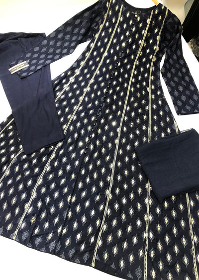 HK59 Sheesha - Navy Linen Mirror Suit - Memsaab Online