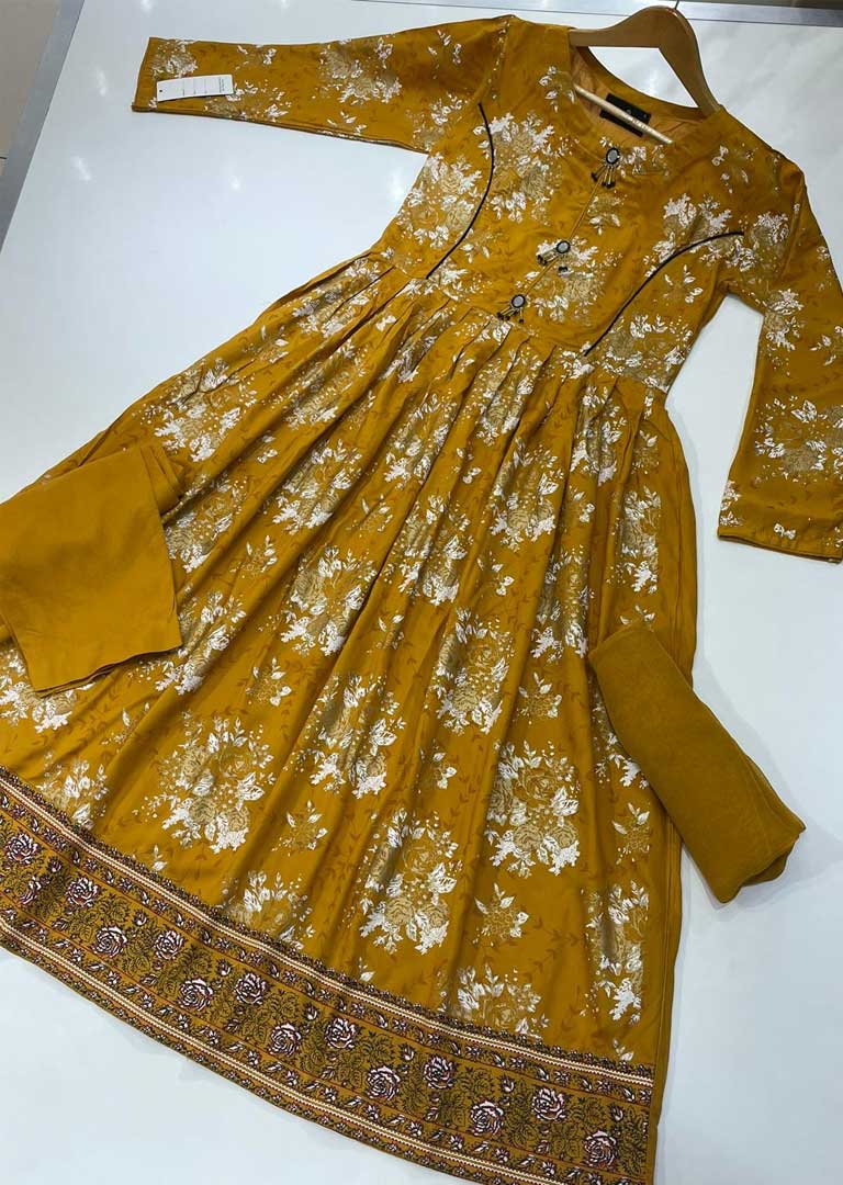 HK93 Yellow Readymade Linen Dress - Memsaab Online