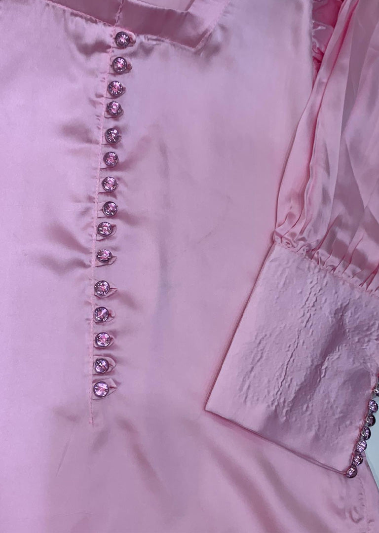 HK98 Pink Fusion Readymade Silk Suit - Memsaab Online