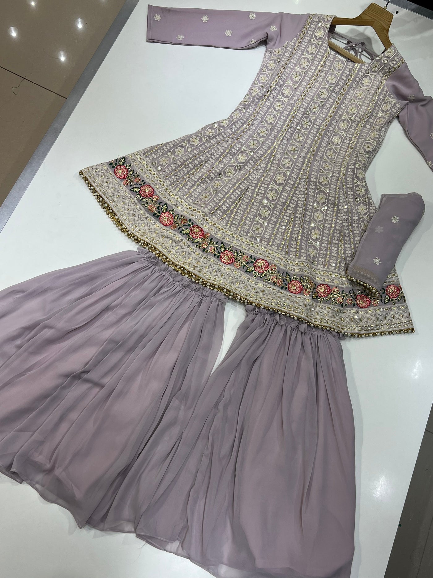 ASF855 Lilac Readymade Georgette Suit - Memsaab Online