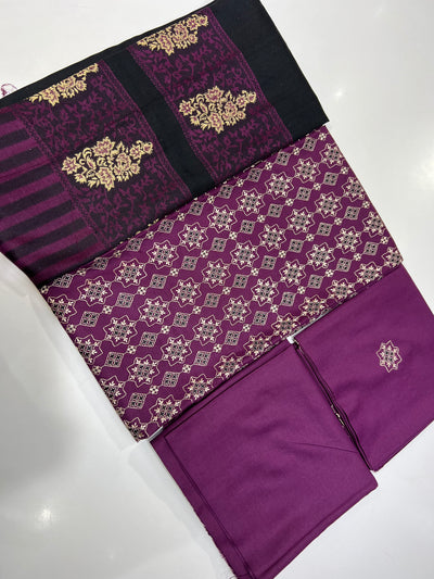 SHH109 Purple Unstitched Winter Marina Suit - Memsaab Online