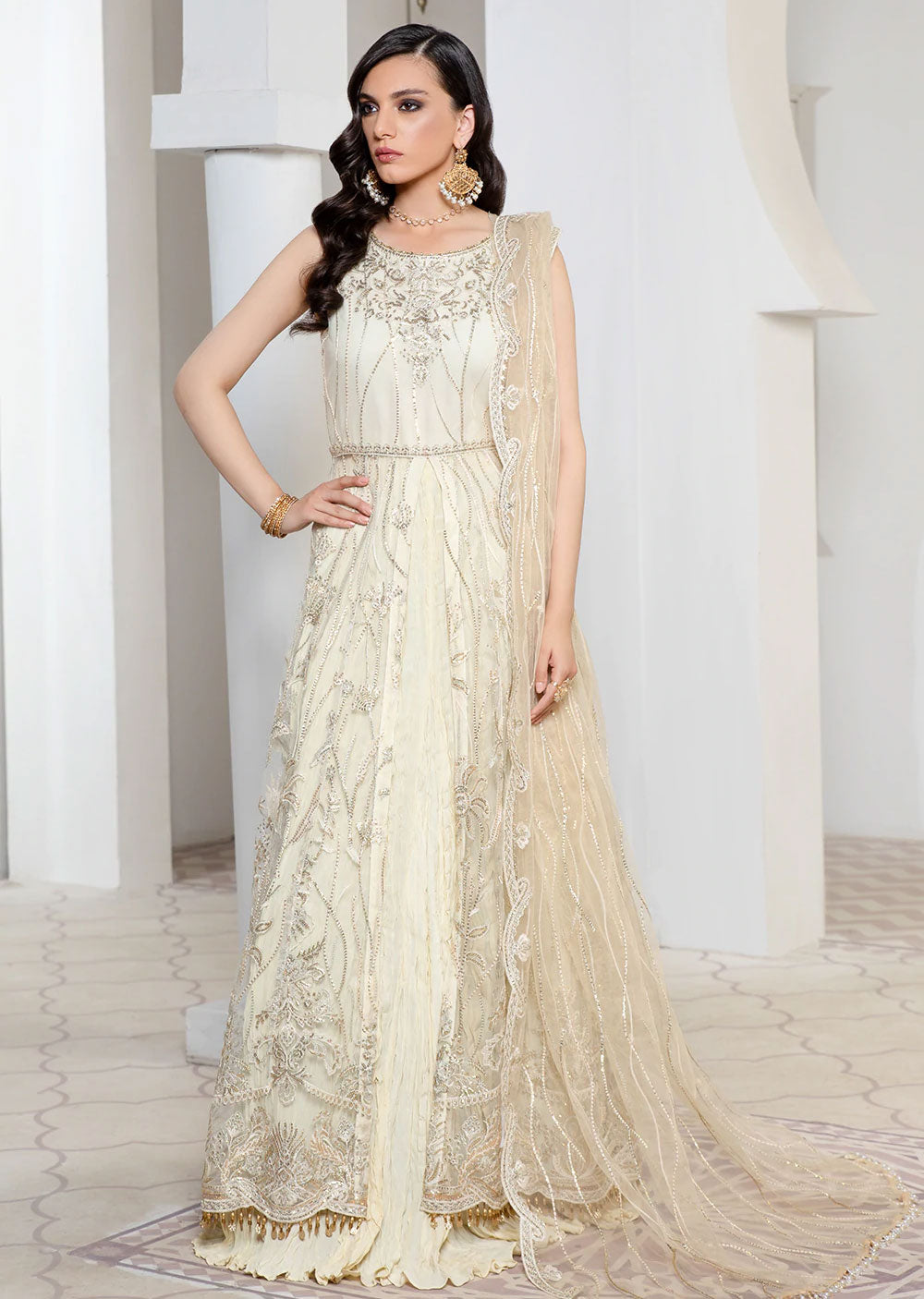 10 - Ivory - Unstitched - Pareesia Luxury Wear Collection by Zarif 2022 - Memsaab Online