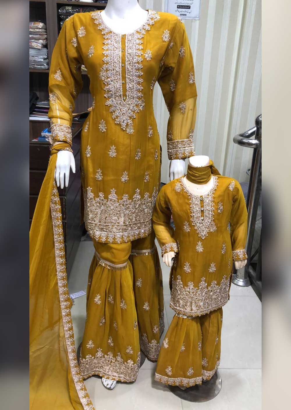 TZ-05-C - Readymade - Mother & Daughter Chiffon Suit by Sha Zaib 2023 - Memsaab Online
