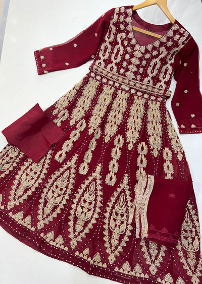 NR8203 Readymade Noor Maroon Dress - Memsaab Online