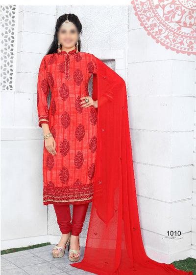 RED - Prafful Crepe Unstitched Collection 2019 - Salwar Kameez Suits - Memsaab Online