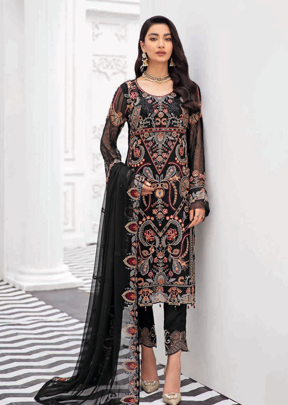 R-804-R - Readymade - Rangoon Chiffon Suit 2022 - Memsaab Online