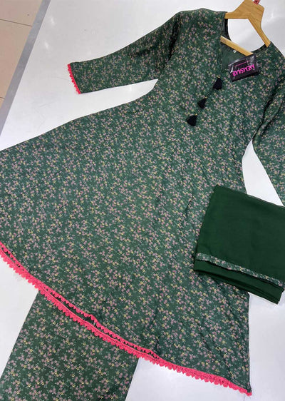 RGZ803 Green Winter Linen Suit - Memsaab Online