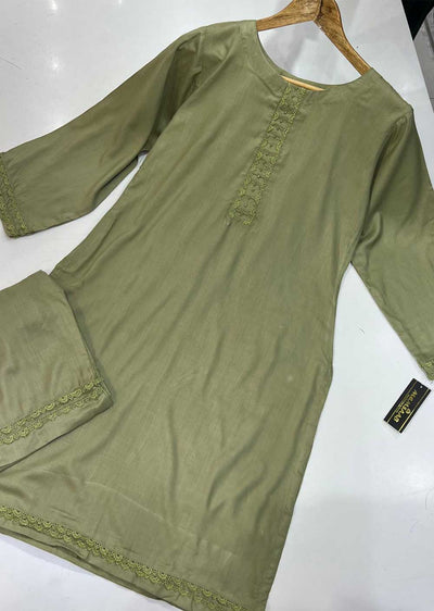 RMD06 Green Readymade 2 Piece Linen Suit - Memsaab Online