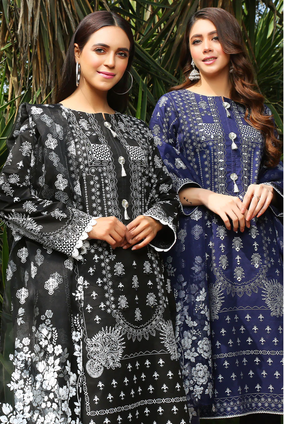 MDM102 - Madame Black Readymade Cotton lawn Suit - Memsaab Online