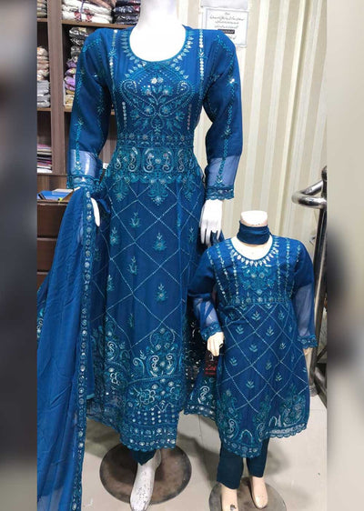 TZ-02-C - Readymade - Mother & Daughter Chiffon Suit by Sha Zaib 2023 - Memsaab Online