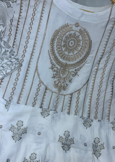 HK97 Crystal White Readymade Linen Dress - Memsaab Online