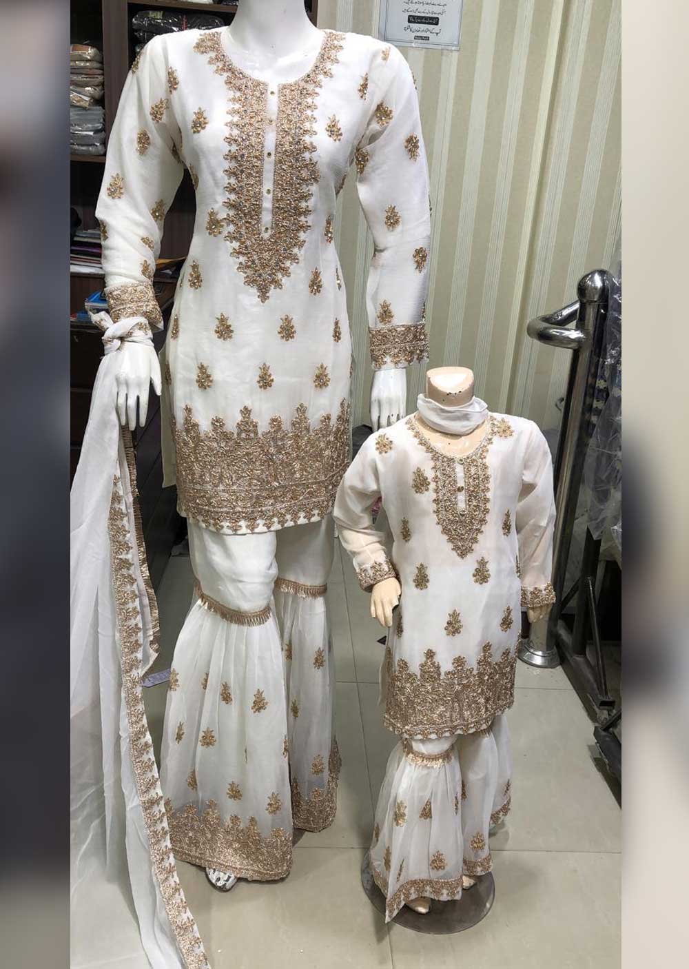 TZ-05-D - Readymade - Mother & Daughter Chiffon Suit by Sha Zaib 2023 - Memsaab Online