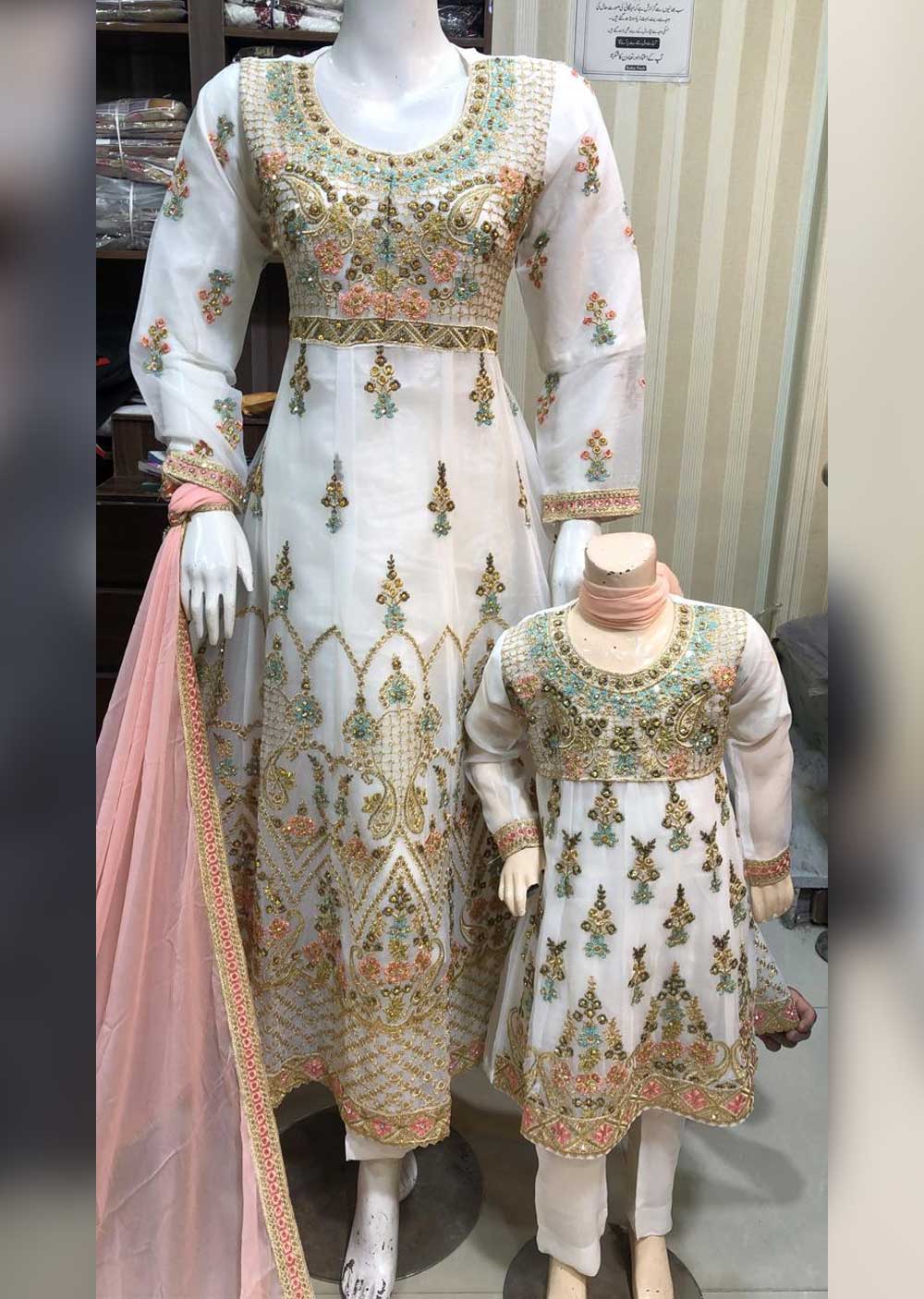 TZ-06-D - Readymade - Mother & Daughter Chiffon Suit by Sha Zaib 2023 - Memsaab Online