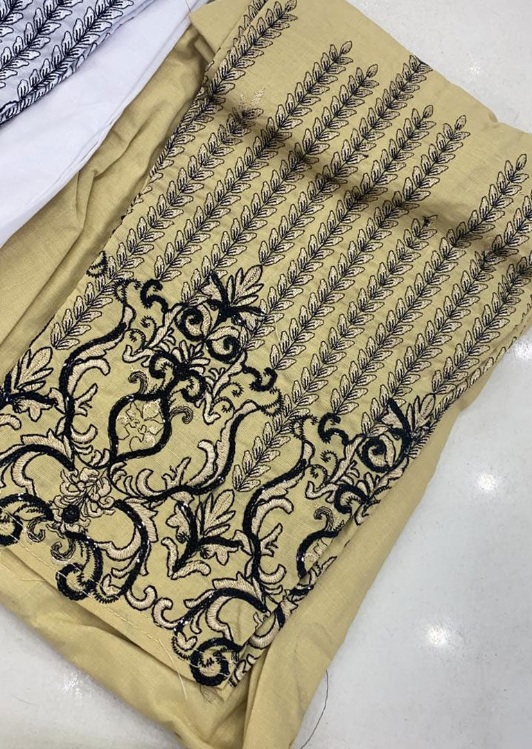 ZAT109 Gold/Black Embroidered Cotton Trouser - Memsaab Online