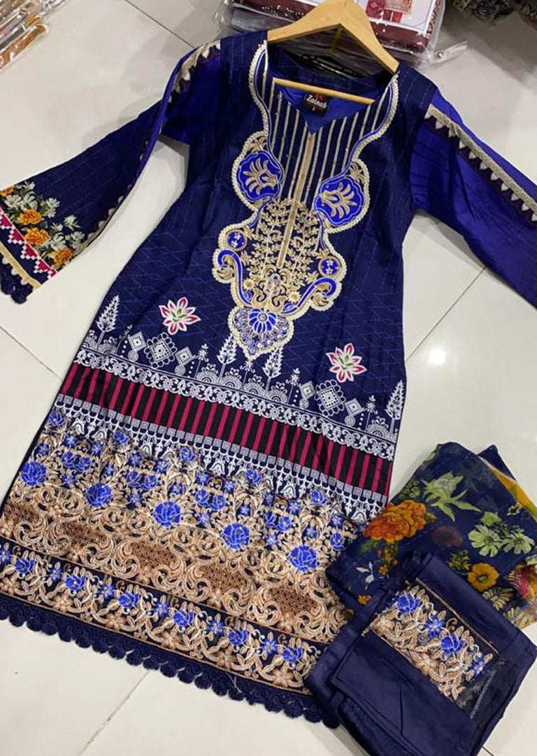 ZAS654 Readymade Dilnasheen Lawn Suit - Memsaab Online