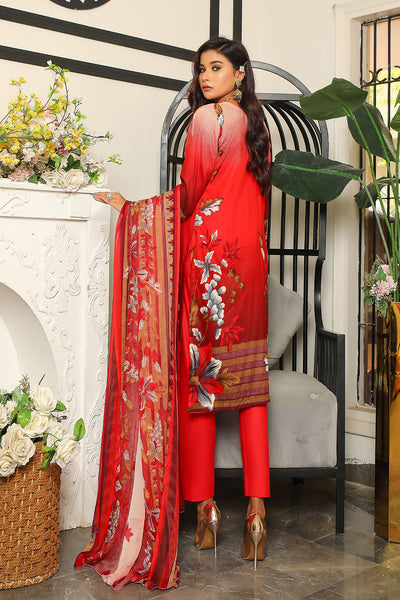 AMT38009 Red Readymade Lawn Suit - Memsaab Online