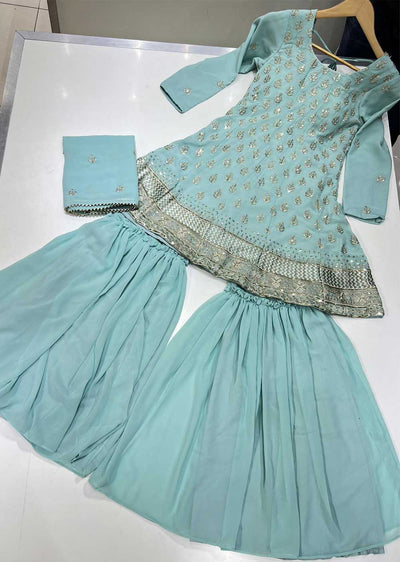 ASF1110 Baby Blue Readymade Georgette Suit - Memsaab Online