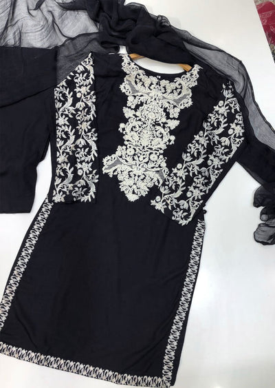 HK29 Readymade Black Mother & Daughter Linen Suit - Memsaab Online