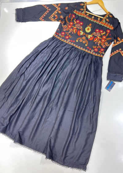 RGZ722 Black 2 Readymade Long Dress/Kurti - Memsaab Online