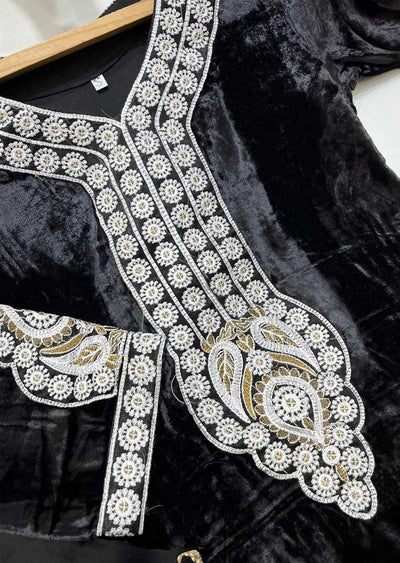 NR8115 Pakiza - Mother daughter Black Readymade Velvet Suit - Memsaab Online