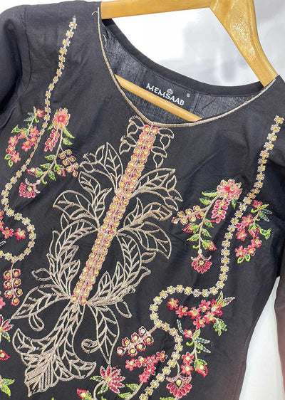HK198 Dhirar - Readymade Black Linen Suit - Memsaab Online