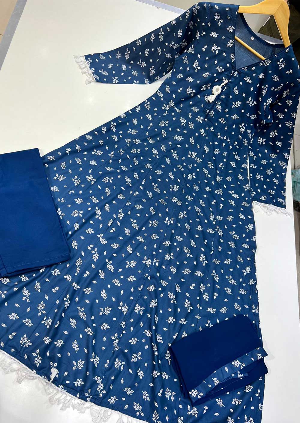 RGZ9913 Teal Printed Linen Maxi Dress - Memsaab Online