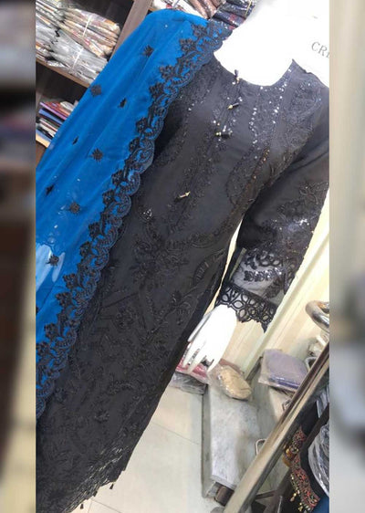 BP1103 Black/Teal Readymade Chiffon Suit - Memsaab Online
