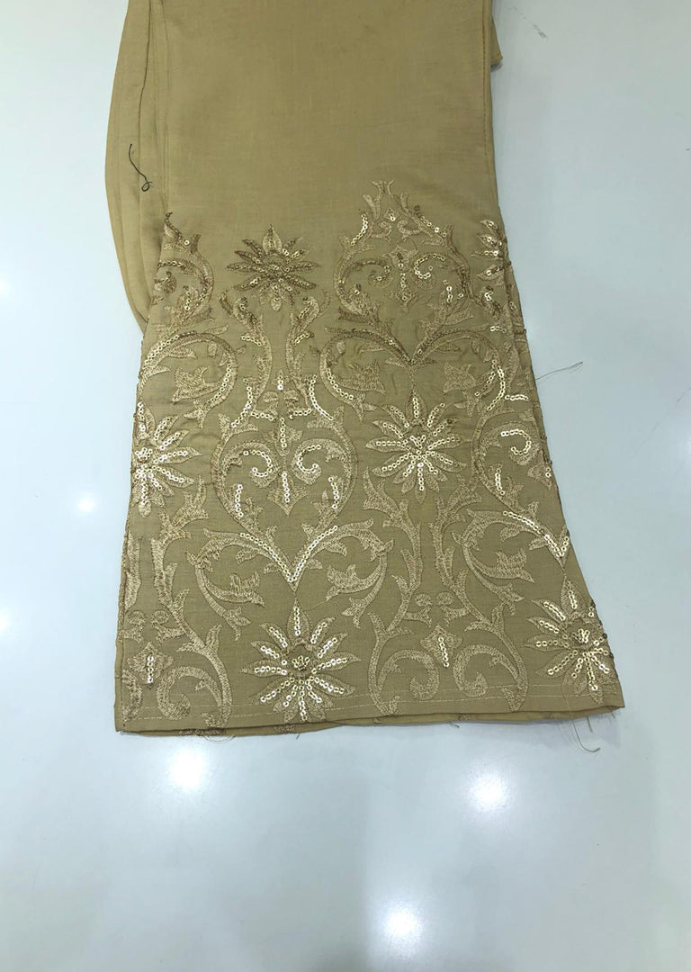 ZAT114 Gold Embroidered cotton Wide/Boot Cut Trouser - Memsaab Online