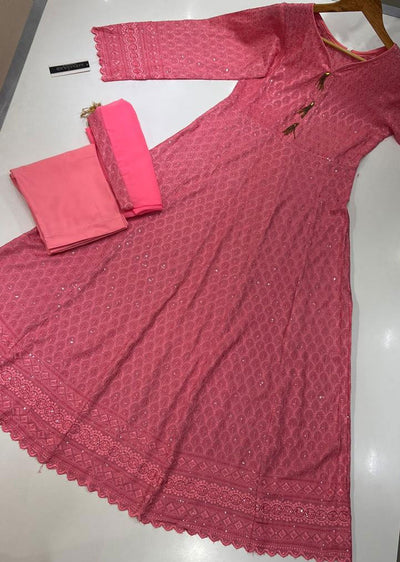 RGZ603 Bright Pink Mother & Daughter Linen Readymade Suit - Memsaab Online