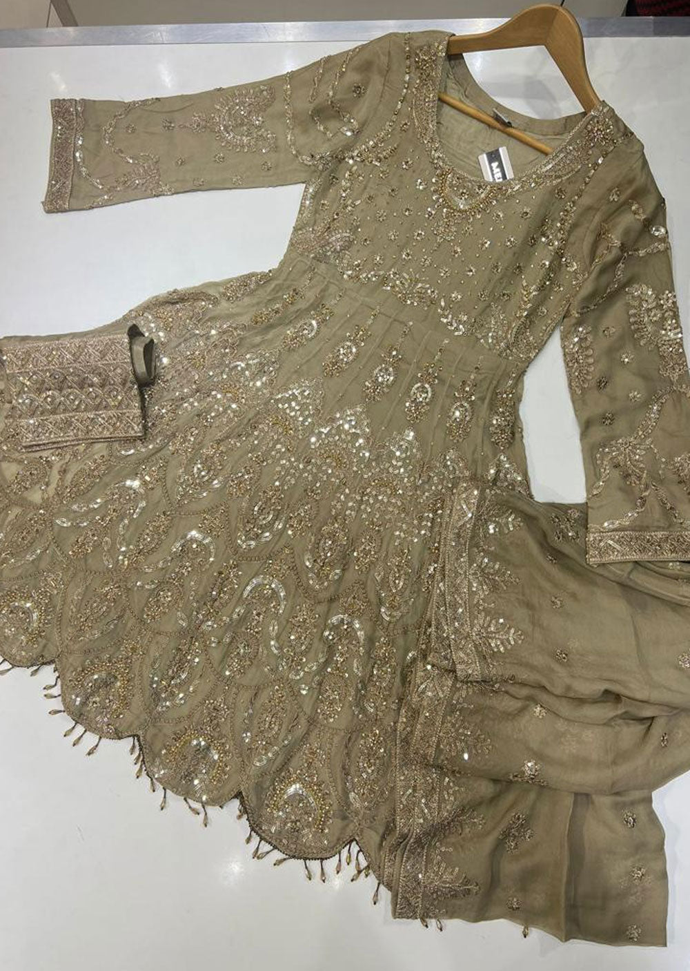 PS0404 Readymade Brown Chiffon Dress - Memsaab Online