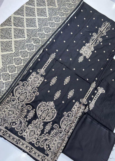 DE-04 Black Unstitched Winter Suit Gul-e-Shaman - Memsaab Online
