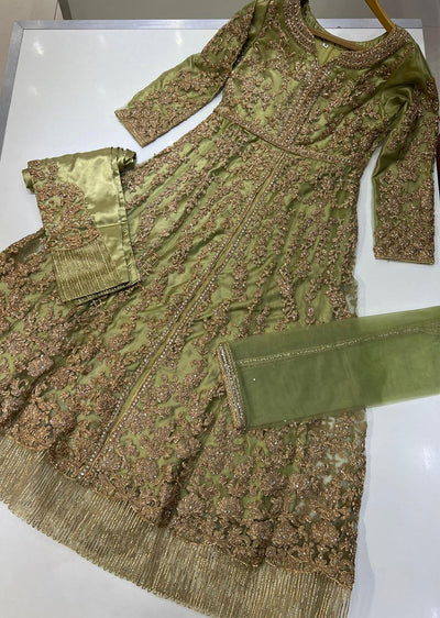 ASF453-R D Green Readymade Inspired Net Suit - Memsaab Online