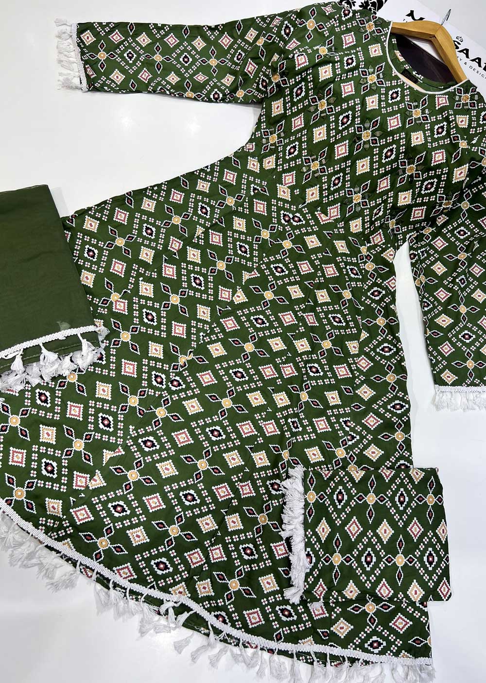 RGZ9901 Green Digital Printed Dress - Memsaab Online