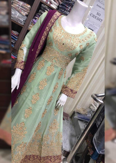 SHAZ6544 Green Readymade Party Dress - Memsaab Online