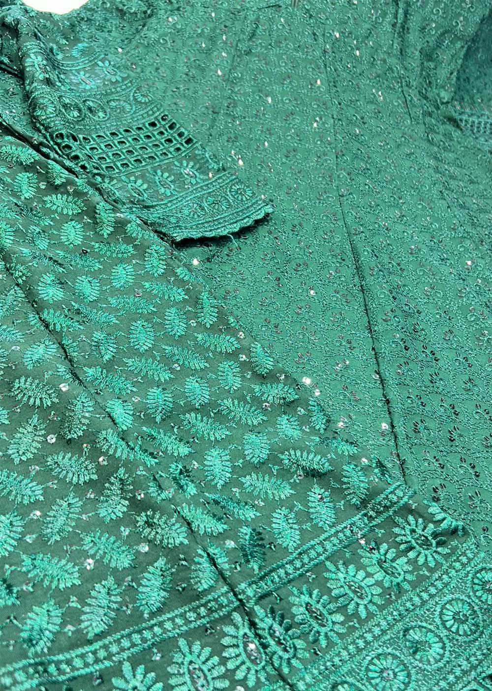 RGZ99905 Green Embroidered Mother Daughter Linen Long Dress - Memsaab Online