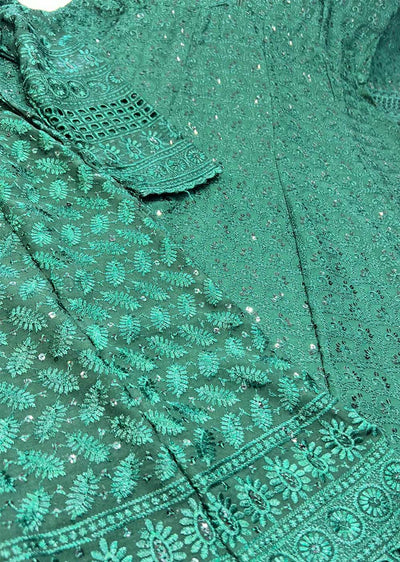 RGZ99905 Green Embroidered Mother Daughter Linen Long Dress - Memsaab Online